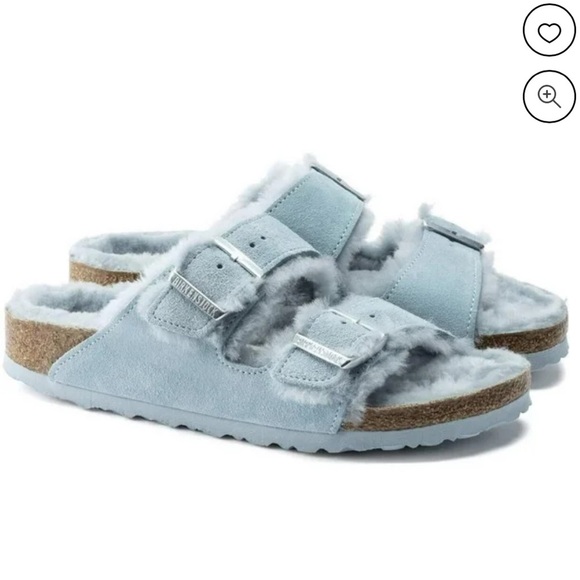 Birkenstock Arizona Shearling Lined Suede Slip On Sandals for Cozy Size 9-9.5 - Picture 3 of 13